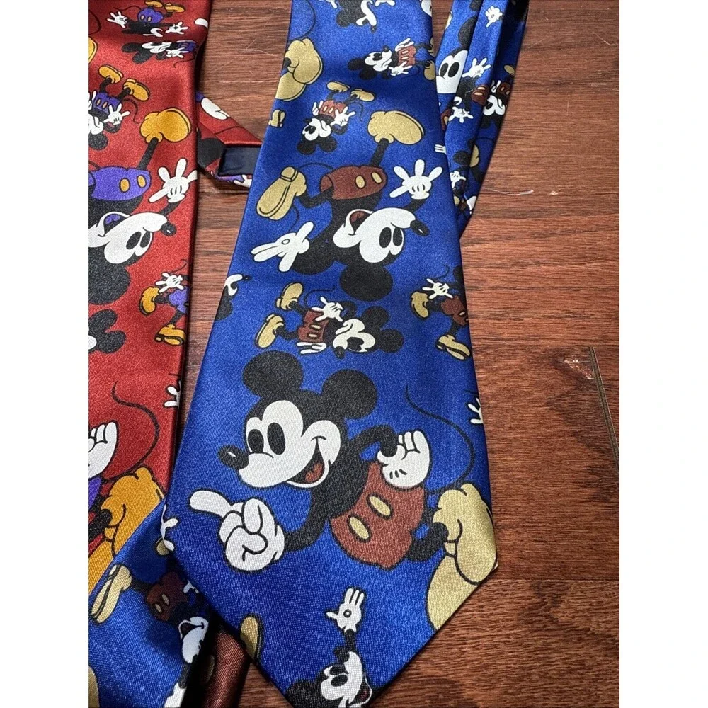 Vintage Disney Mickey Mouse 100% Silk Ties Lot Of 2 Excellent Condition